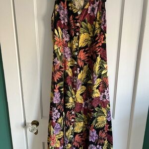 Yellow and Purple Sleeveless V-neck Maxi Sundress